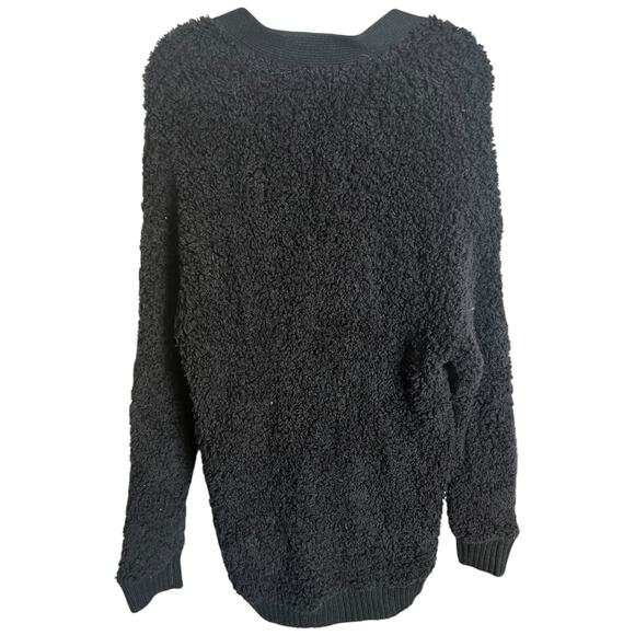 UGG black Wool blend Sherell Cloud Fluff button up cardigan sweater v-neck L NWT - Picture 6 of 8